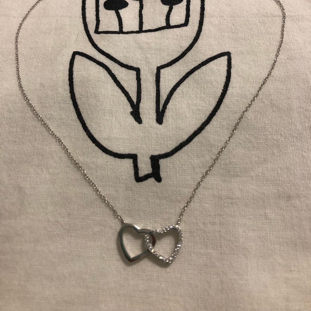 925 Sterling Silver Double Heart Necklace